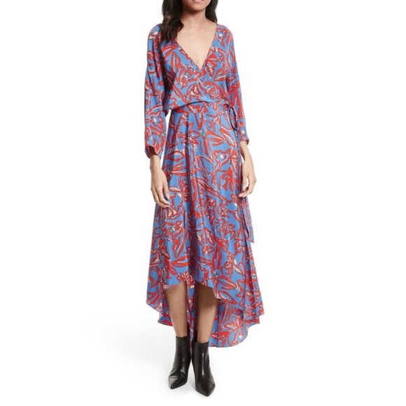 NWOT DVF Silk Dress M Long Sleeve Asymmetric Hem Elsden Wrap Maxi Tie High Low - Picture 5 of 5